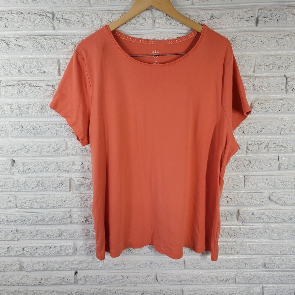 St John's Bay Essentials Womens 3X Plus Orange Cotton Tunic Tee ORA29X